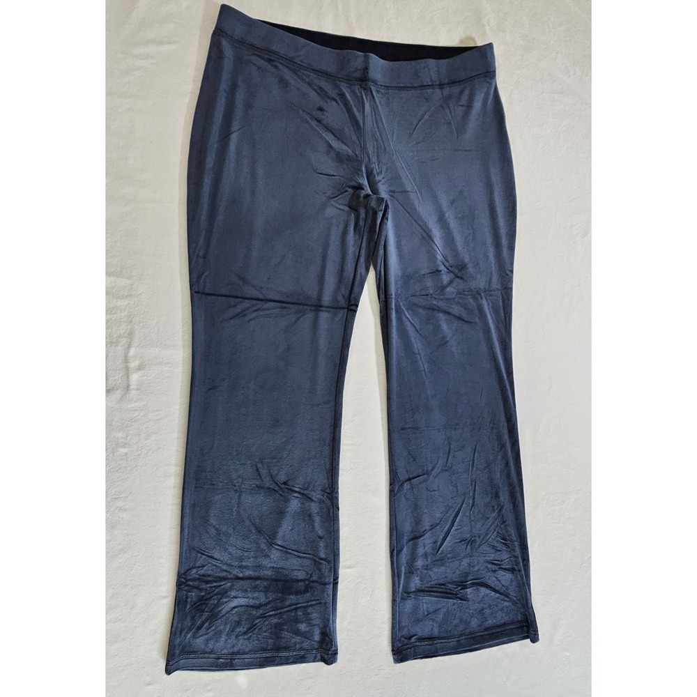 Juicy‎ Couture Velour Lounge Pants Womens XL Navy Blue Elastic Waist Logo